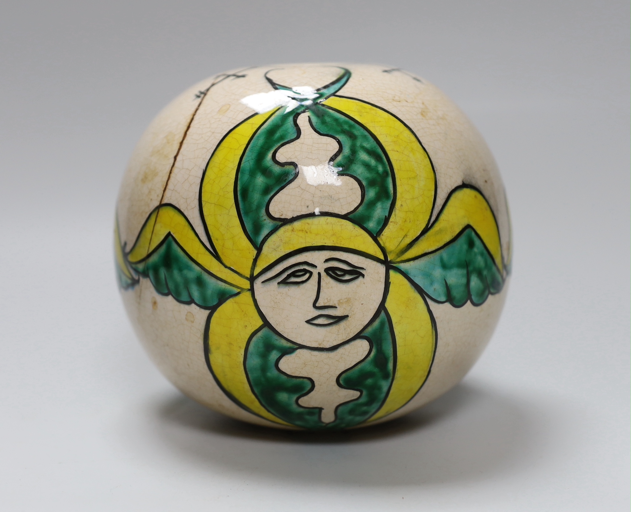 A Turkish Armenian pottery hanging ball 14cm high